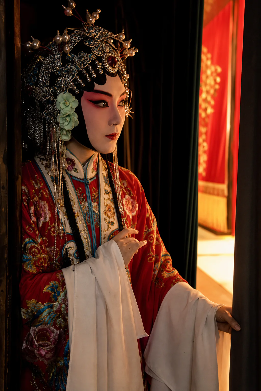 Performer in elaborate Peking opera costume