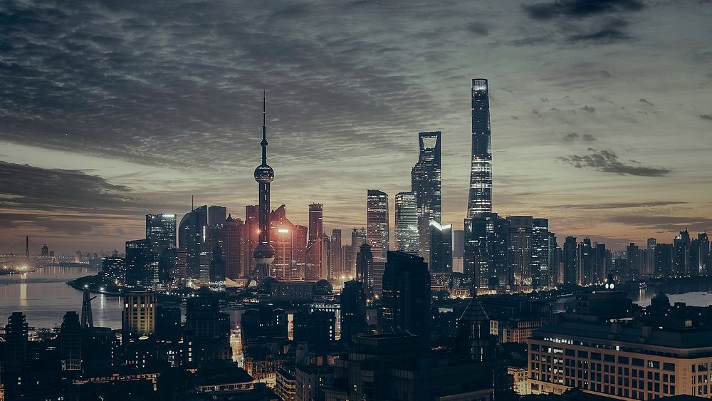 Shanghai skyline across the Huangpu River at night